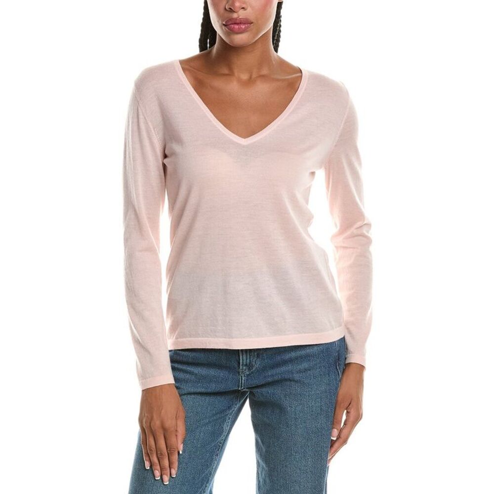 N.Peal Womens  Imogen V-Neck 100% Cashmere Sweater, Pink